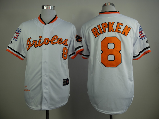 Men Baltimore Orioles #8 Cal Ripken White Throwback 1970 Hall of fame MLB Jerseys->baltimore orioles->MLB Jersey